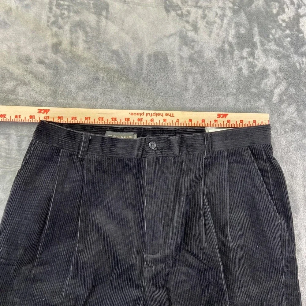 New Jones New York Pleated Corduroy Pants Men's 36x30 Black Cotton